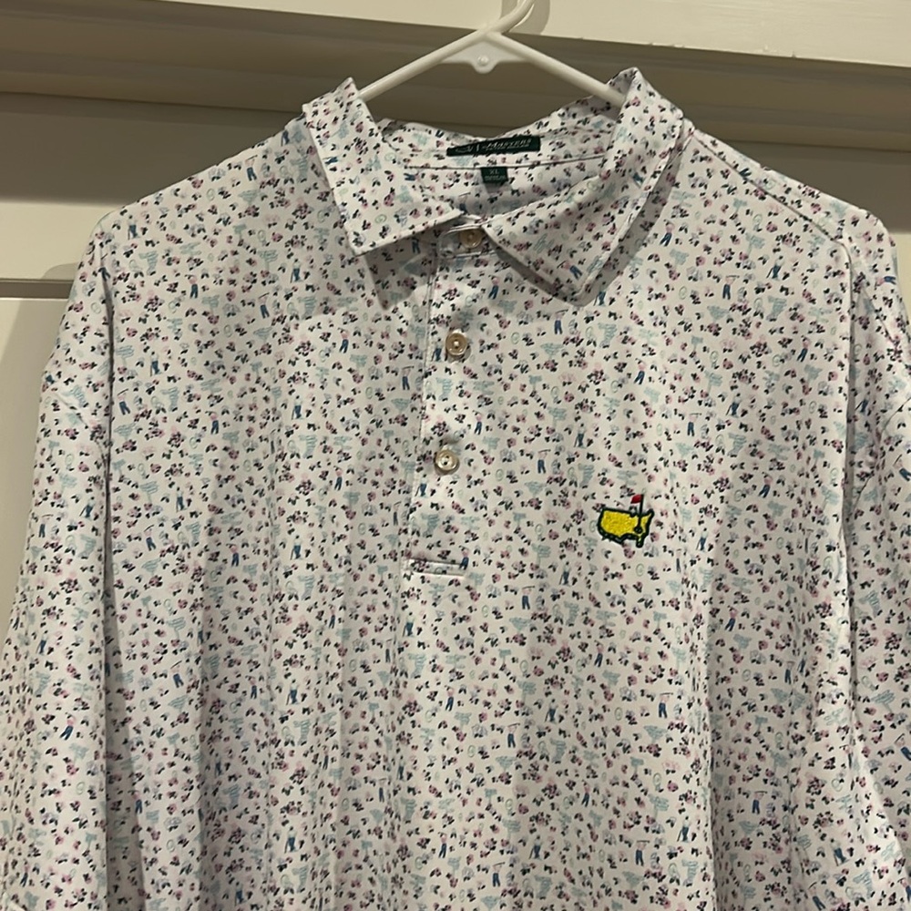 XL Masters Peter Millar Golf Shirt. Exclusive Pattern. Excellent Condition.